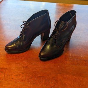 Clarks Artisan Burgundy Leather Lace Up Block Heel Oxford Shoes Women's 7 M